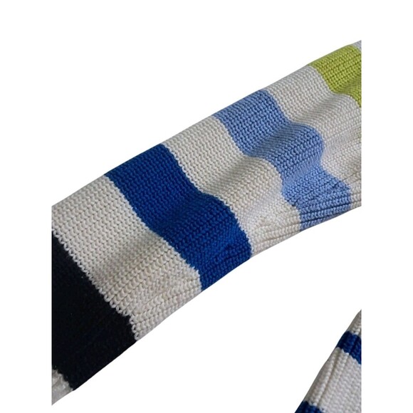 T By Talbots Sweater Women's XL Ivory Multi Stripe Crewneck High Low Thumb Holes - Picture 9 of 12